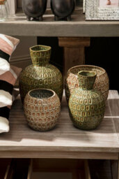 Orsina Large Ceramic Vase, Modern Textured Green Stoneware Vase For Home, Small Ceramic Vase For Indoor Plants - thumbnail 2