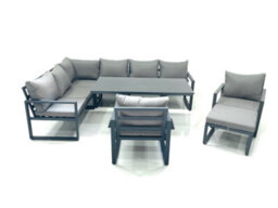 Fimous Aluminum Outdoor Garden Furniture Set Corner Sofa Big Footstool 2 Chairs Adjustable Rising Lifting Dining Table Sets - thumbnail 1