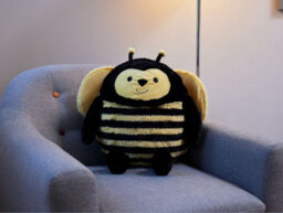 Warmies Luxury Long Pile Faux Fur Supersized Cushion, Bumblebee - thumbnail 2
