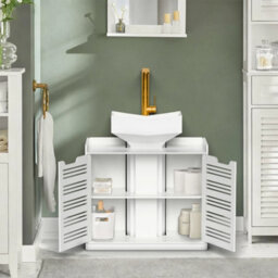 Under Sink Cabinet Bathroom Basin Unit Cupboard Storage Wooden Furniture White - thumbnail 3