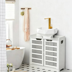 Under Sink Cabinet Bathroom Basin Unit Cupboard Storage Wooden Furniture White - thumbnail 5