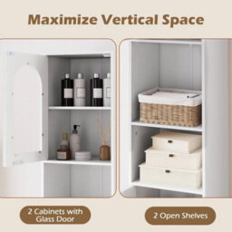 Narrow Tall Bathroom Cabinet White - thumbnail 6