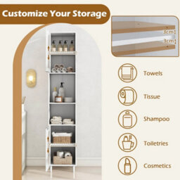 Narrow Tall Bathroom Cabinet White - thumbnail 3