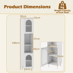 Narrow Tall Bathroom Cabinet White - thumbnail 2