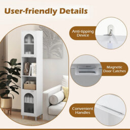 Narrow Tall Bathroom Cabinet White - thumbnail 5