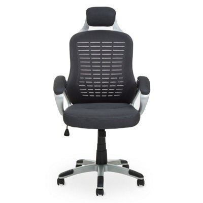 Orsina Ergonomic Dark Grey And Silver Home Office Chair, Comfortable Work From Home Chair, Movable Ergonomic Chair - image 1