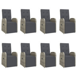 Berkfield 9 Piece Garden Dining Set Grey Poly Rattan&solid Wood Acacia - thumbnail 4