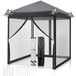 Height Adjustable Pop Up Gazebo Grey Party Tent - thumbnail 2
