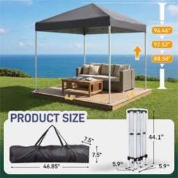 Height Adjustable Pop Up Gazebo Grey Party Tent - thumbnail 3