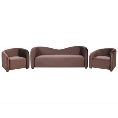 Beliani Living Room Set 5 Seater Veltada Velvet Dark Brown - image 1