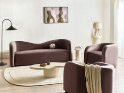 Beliani Living Room Set 5 Seater Veltada Velvet Dark Brown - thumbnail 2