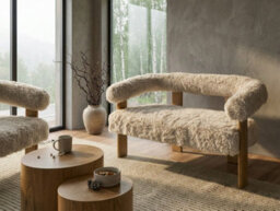 Beliani Sofa 2 Seater Ilbro Faux Fur Off-White/ Light Brown - thumbnail 2