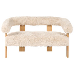 Beliani Sofa 2 Seater Ilbro Faux Fur Off-White/ Light Brown - thumbnail 4