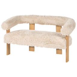 Beliani Sofa 2 Seater Ilbro Faux Fur Off-White/ Light Brown - thumbnail 5