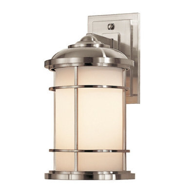 Stylish Outdoor Ip44 Wall Light Sconce In Brushed Steel With Led E27 Bulb