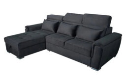 Interior Emporium Antonio Velvet Corner Sofa Bed With Storage & Usb - Universal Sofa - Left/right Sofa (Black) - thumbnail 4