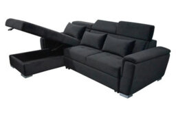 Interior Emporium Antonio Velvet Corner Sofa Bed With Storage & Usb - Universal Sofa - Left/right Sofa (Black) - thumbnail 3