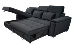 Interior Emporium Antonio Velvet Corner Sofa Bed With Storage & Usb - Universal Sofa - Left/right Sofa (Black) - thumbnail 1