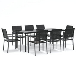 Berkfield 9 Piece Garden Dining Set Poly Rattan And Steel - thumbnail 2