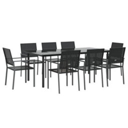 Berkfield 9 Piece Garden Dining Set Poly Rattan And Steel - thumbnail 3