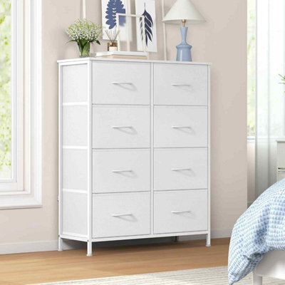 Modern 8-Drawer Storage Cabinet, Fabric Chest Of Drawers For Bedroom, Hallway, Closet And Living Room, Cloud White And Snow White - image 1