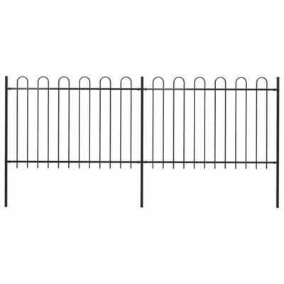 Walplus Garden Fence With Hoop Top Steel 359X120 Cm Black - image 1