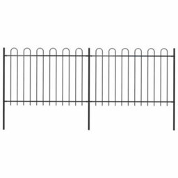 Walplus Garden Fence With Hoop Top Steel 359X120 Cm Black - thumbnail 1
