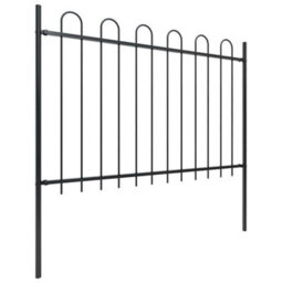 Walplus Garden Fence With Hoop Top Steel 359X120 Cm Black - thumbnail 2