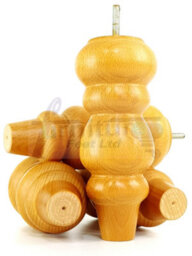 L&F Solid Wood Turned Furniture Feet 200mm High Oak Finish Replacement Legs Set Of 4  M10 Pkc220L - thumbnail 5