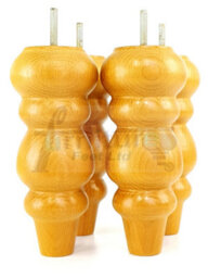 L&F Solid Wood Turned Furniture Feet 200mm High Oak Finish Replacement Legs Set Of 4  M10 Pkc220L - thumbnail 7