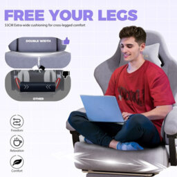 Luckracer Fabric Gaming Chair, Ergonomic Computer Chair With Footrest And Lumbar Support Height Adjustable, Macaron Purple - thumbnail 7