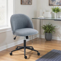 Grey Office Desk Chair, Teddy Fleece Makeup Vanity Chair With Wheels - thumbnail 4