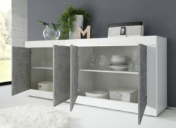 FurniComp LTD Furnicomp Selene 4 Door White Gloss And Concrete Grey Sideboard - thumbnail 2