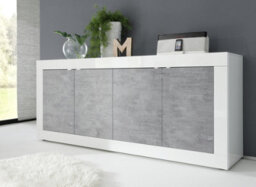 FurniComp LTD Furnicomp Selene 4 Door White Gloss And Concrete Grey Sideboard
