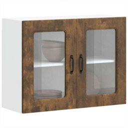 Berkfield Kitchen Wall Cabinet With Glass Door Kalmar Smoked Oak Engineered Wood