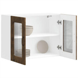Berkfield Kitchen Wall Cabinet With Glass Door Kalmar Smoked Oak Engineered Wood - thumbnail 5