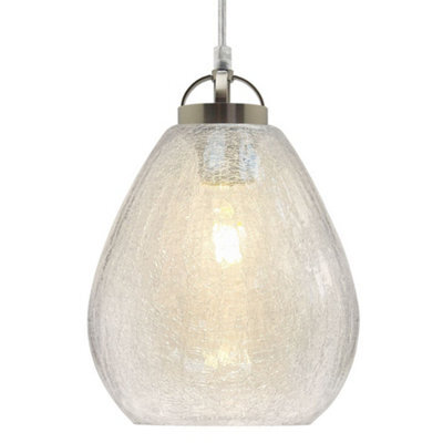 Long Life Lamps Company Ceiling Tear Drop Crackled Clear Glass Pendant Lamp Shade Retro Chrome Holder H3030 - image 1