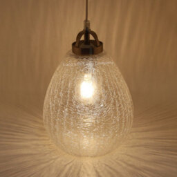 Long Life Lamps Company Ceiling Tear Drop Crackled Clear Glass Pendant Lamp Shade Retro Chrome Holder H3030 - thumbnail 6