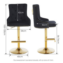 Hygrad Built to Survive Set Of 2 Luxury Velvet Bar Stools With Lion Knocker Back Rest Padded Breakfast Bar Stools - thumbnail 6