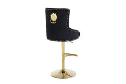 Hygrad Built to Survive Set Of 2 Luxury Velvet Bar Stools With Lion Knocker Back Rest Padded Breakfast Bar Stools - thumbnail 4