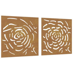 Vidaxl Garden Wall Decorations 2 Pcs 55X55 Cm Corten Steel Rose Design - thumbnail 2