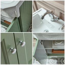 Homestylestore Pastel Green 570mm Bathroom Vanity Unit And Round Chrome Handles - thumbnail 2