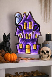 Festive Productions Halloween House Led Light 60Cm Purple 3D Infinity Effect Indoor Decoration - thumbnail 5