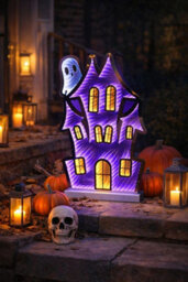 Festive Productions Halloween House Led Light 60Cm Purple 3D Infinity Effect Indoor Decoration - thumbnail 4