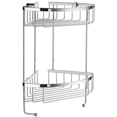 Smedbo Chrome Two Tiered Corner Shower Basket Double Soap Caddy