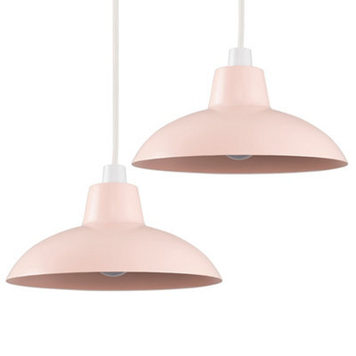 Valuelights Civic Pair Of Retro Style Pink Metal Easy Fit Ceiling Light Shades (D)28.8Cm - image 1
