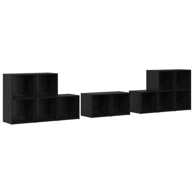 Berkfield Modern Tv Cabinet Set 8 Pcs Black Oak Engineered Wood - image 1