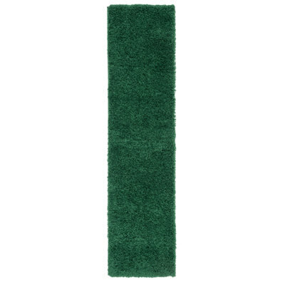 Loomed Super Soft Emerald Green Shaggy Runner Rug 60X240Cm - image 1
