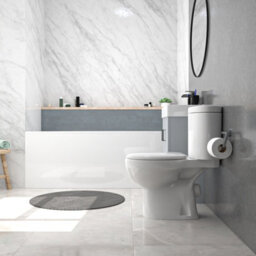 Nes Home Matte Grey 450mm Flat Pack Basin Vanity Unit Toilet & Round Bath - thumbnail 4