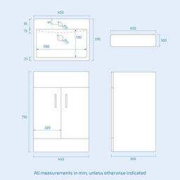 Nes Home Matte Grey 450mm Flat Pack Basin Vanity Unit Toilet & Round Bath - thumbnail 7